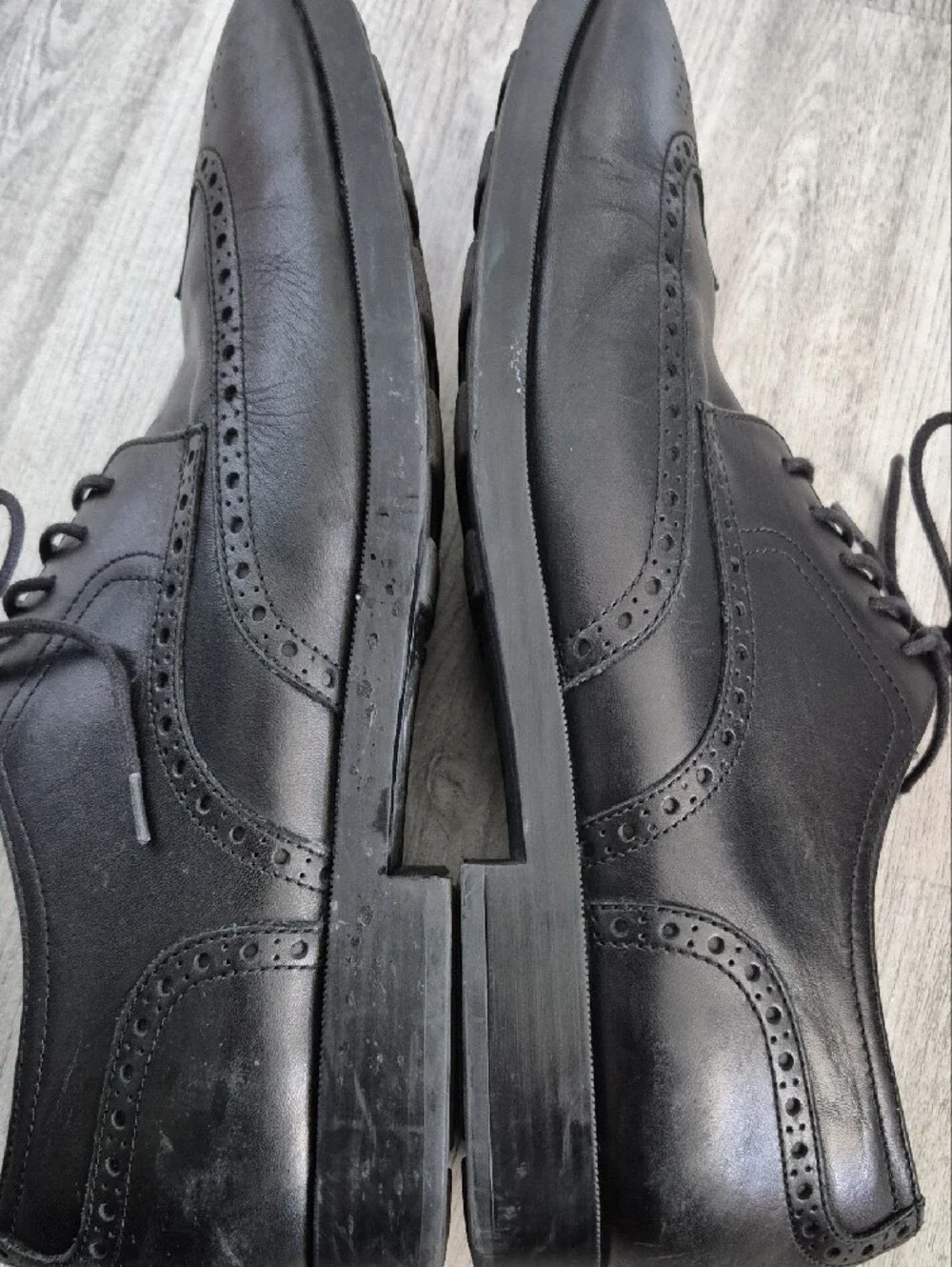 Cole Haan Black Leather Wingtip Oxford Shoes